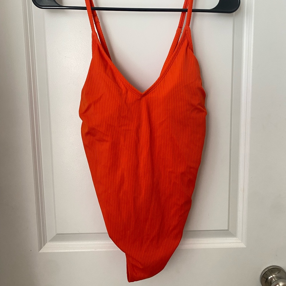Ribbed orange one piece